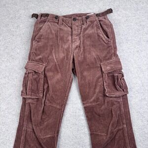 Mnml Cargo Pants Mens 29 (30x30) Brown Corduroy Adjustable Waist Utility